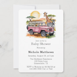 Invitación Chica de aventuras Safari Baby Shower