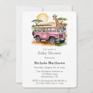 Invitación Chica de aventuras Safari Baby Shower
