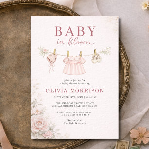 Invitación Chica de Baby en Flor ropa de línea rosa Baby Show
