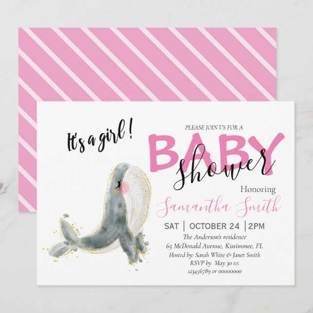 Invitación CHICA de Baby Shower (Anverso / Reverso)
