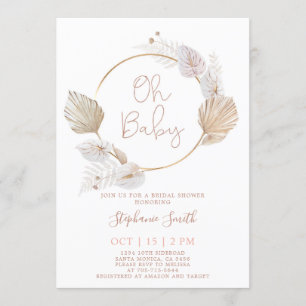 Invitación chica de Baby Shower Anthurium en palmas secas