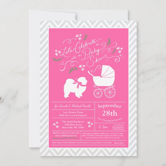 Invitación Chica de Baby Shower Chow Chow (Anverso)