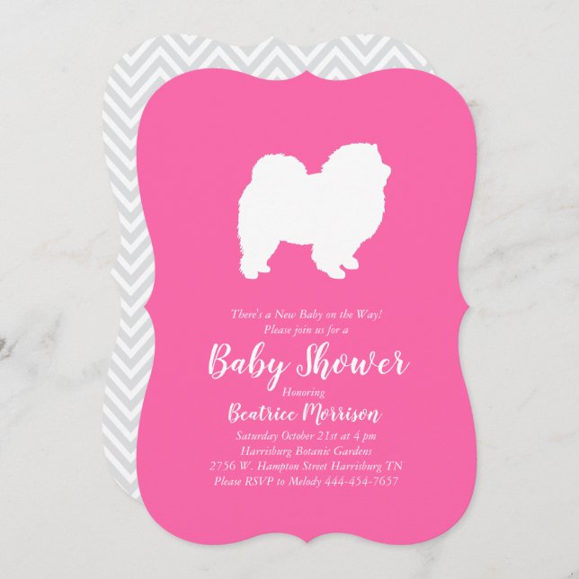 Invitación Chica de Baby Shower Chow Chow (Anverso / Reverso)