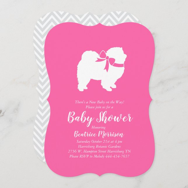 Invitación Chica de Baby Shower Chow Chow (Anverso / Reverso)