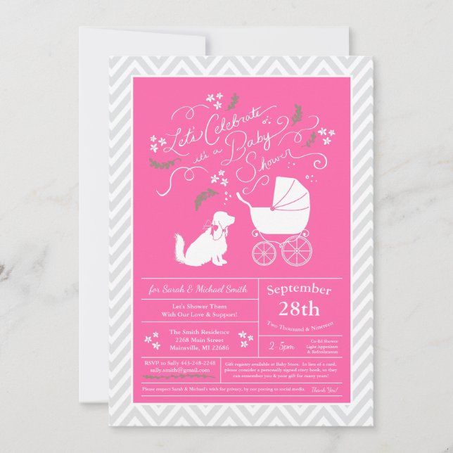 Invitación Chica de Baby Shower Cocker Spaniel Dog (Anverso)