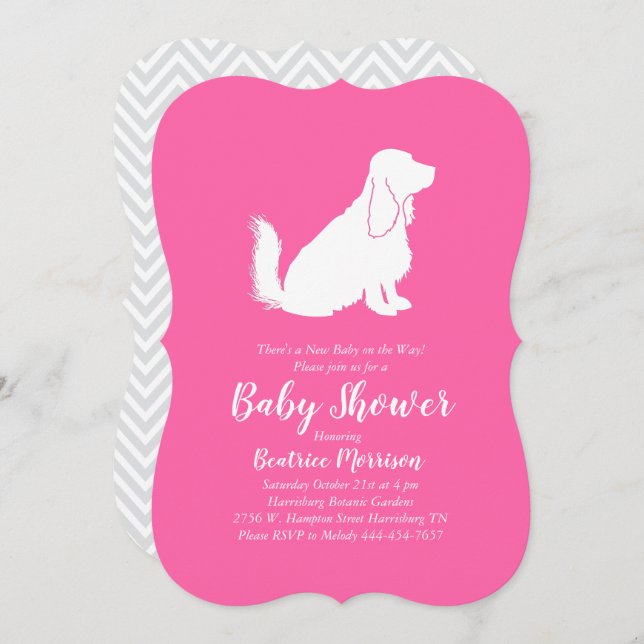 Invitación Chica de Baby Shower Cocker Spaniel Dog (Anverso / Reverso)
