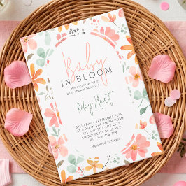 Invitación Chica de Baby Shower con Flores de Acuarela Baby I
