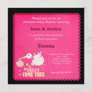 Invitación Chica de Baby Shower de adopción