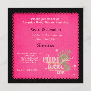 Invitación Chica de Baby Shower de adopción