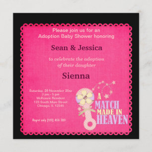 Invitación Chica de Baby Shower de adopción