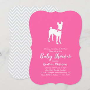 Invitación Chica de Baby Shower de Basenji Dog Pink