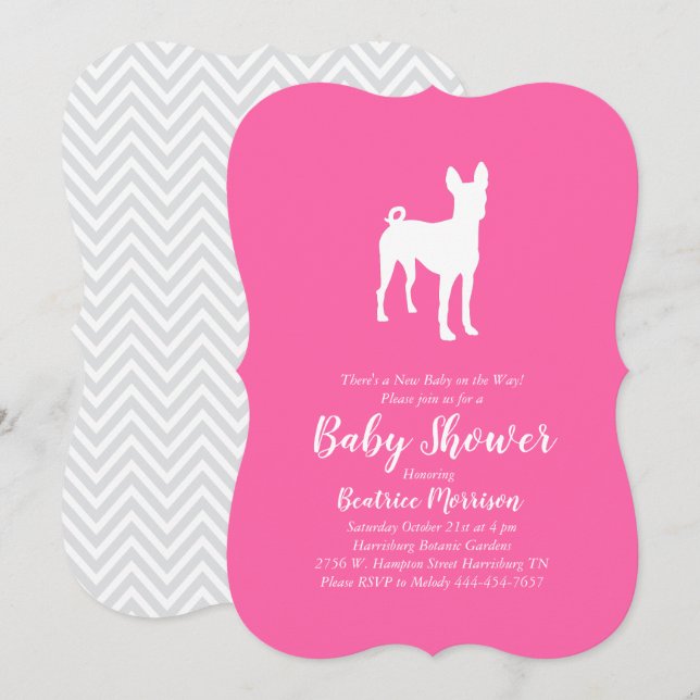 Invitación Chica de Baby Shower de Basenji Dog Pink (Anverso / Reverso)