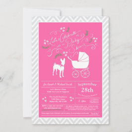 Invitación Chica de Baby Shower de Basenji Dog Pink