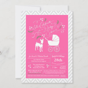 Invitación Chica de Baby Shower de Basenji Dog Pink