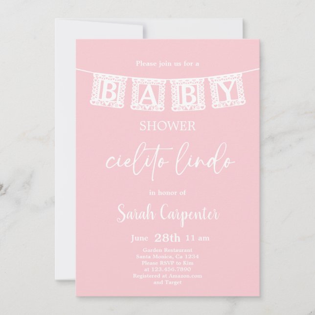 Invitación Chica de Baby Shower de Cielito Lindo (Anverso)