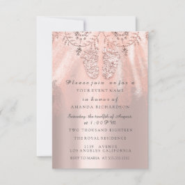 Invitación Chica de Baby Shower de  de  real Rosa Purpurina