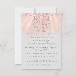 Invitación Chica de Baby Shower de  de  real Rosa Purpurina