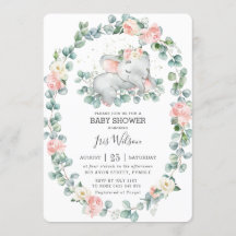 Chica de Baby Shower de elefante suave y verde