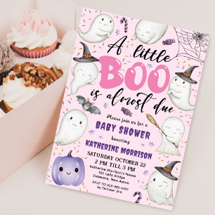 Invitación Chica de Baby Shower de Halloween fantasma pequeño