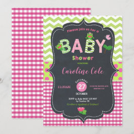 Invitación Chica de Baby Shower de la rana del salto