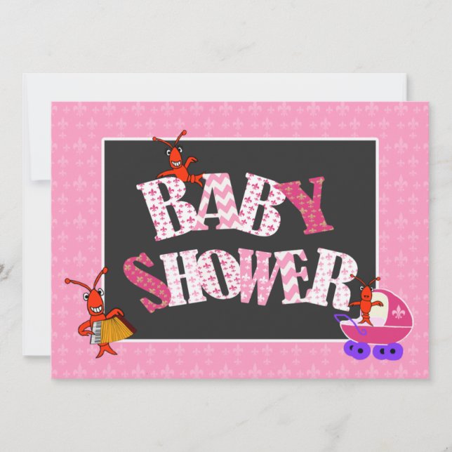 Invitación Chica de Baby Shower de los cangrejos de la flor (Anverso)
