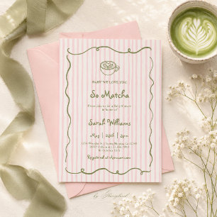Invitación Chica de Baby Shower de Matcha Fresa