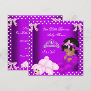 Invitación Chica de Baby Shower de princesitas afroamericanas