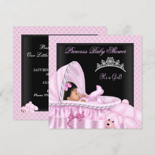 Invitación Chica de Baby Shower de princesitas afroamericanas