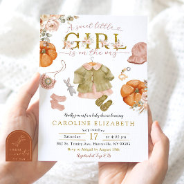 Invitación Chica de Baby Shower de ropa de calabaza bohemias