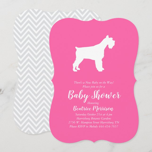 Invitación Chica de Baby Shower de Schnauzer Dog en miniatura (Anverso / Reverso)