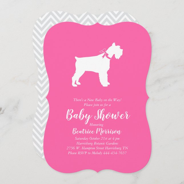 Invitación Chica de Baby Shower de Schnauzer Dog en miniatura (Anverso / Reverso)