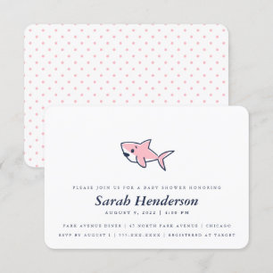 Invitación Chica de Baby Shower de tiburón rosa de manos