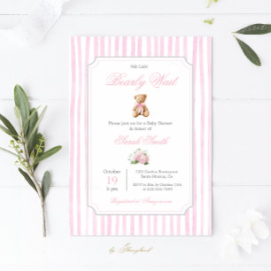 Invitación Chica de Baby Shower del Oso de Oso de Oso de Oro 