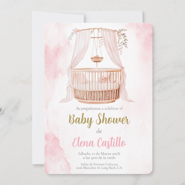 Invitación Chica de Baby Shower en español (Anverso)