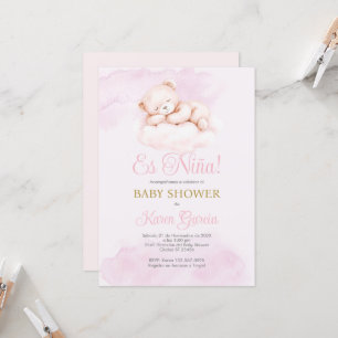 Invitación Chica de Baby Shower español rosa