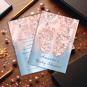 Invitación Chica de Baby Shower Feet Royal Rosa Azul