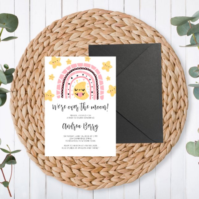 Invitación Chica de Baby Shower Over the Moon (Subido por el creador)