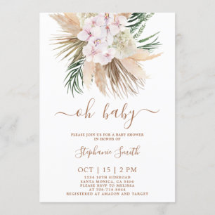 Invitación Chica de Baby Shower Pampas Grass