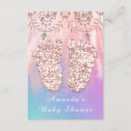 Invitación Chica de Baby Shower pies plateado niño Rosa real