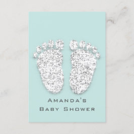 Invitación Chica de Baby Shower pies plateados niño Gray Aqua