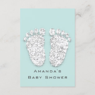 Invitación Chica de Baby Shower pies plateados niño Gray Aqua