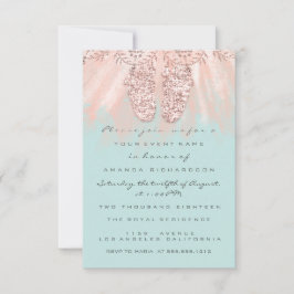 Invitación Chica de Baby Shower pies plateados niño Rosa Purp