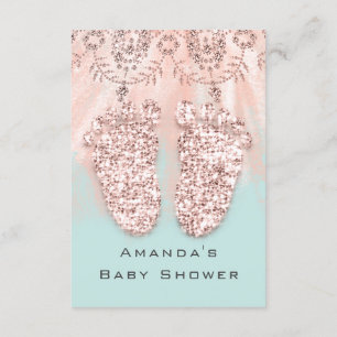 Invitación Chica de Baby Shower pies plateados niño Rosa Purp