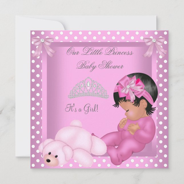 Invitación Chica de Baby Shower Princesa Africana Rosa (Anverso)