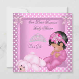 Invitación Chica de Baby Shower Princesa Africana Rosa