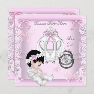 Invitación Chica de Baby Shower Princess Carriage Butterfly