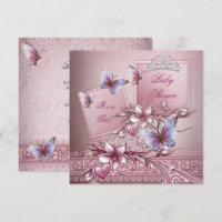 Chica de Baby Shower Rosa Princesa Mariposa