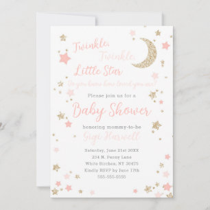 Invitación Chica de Baby Shower Twinkle Little Star