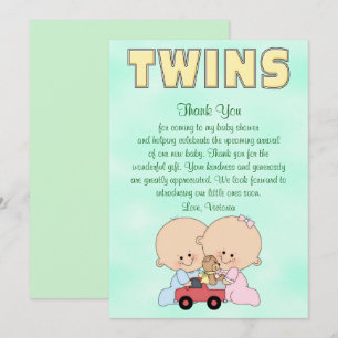 Invitación Chica de Baby Shower Twins Boy