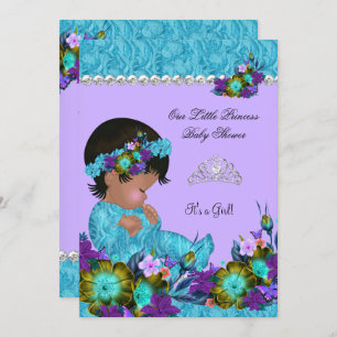 Invitación Chica de Baby Shower Verde azulado Blue Purple